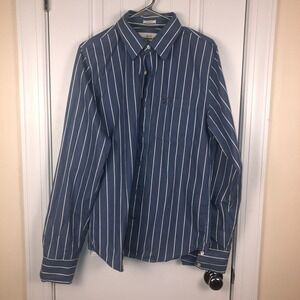 Abercrombie & Fitch Muscle Mens Long Sleeve Shirt Button Up‎ Large Blue Stripe